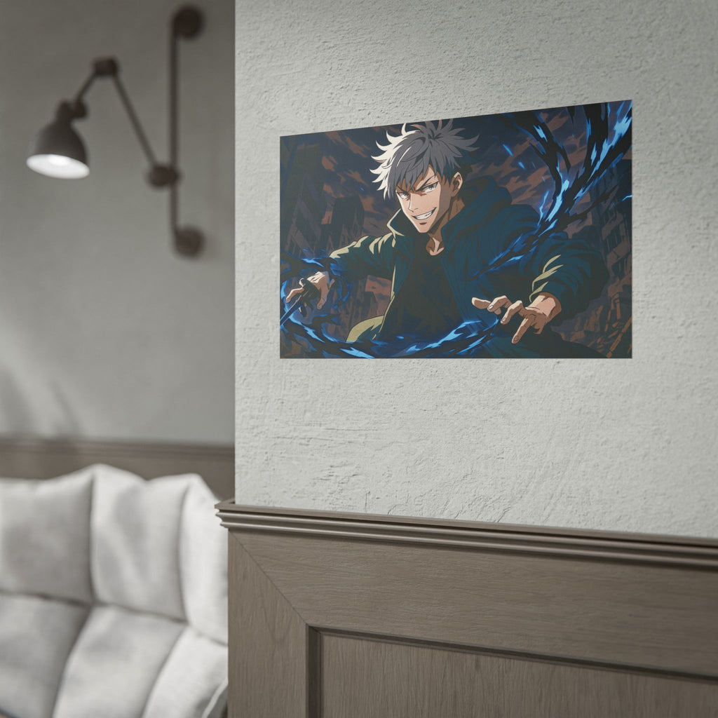 Anime Villain Poster Dark Energy Fighter Wall Art Powerful Shonen Character Print Action Manga Artwork for Otaku Room Decor