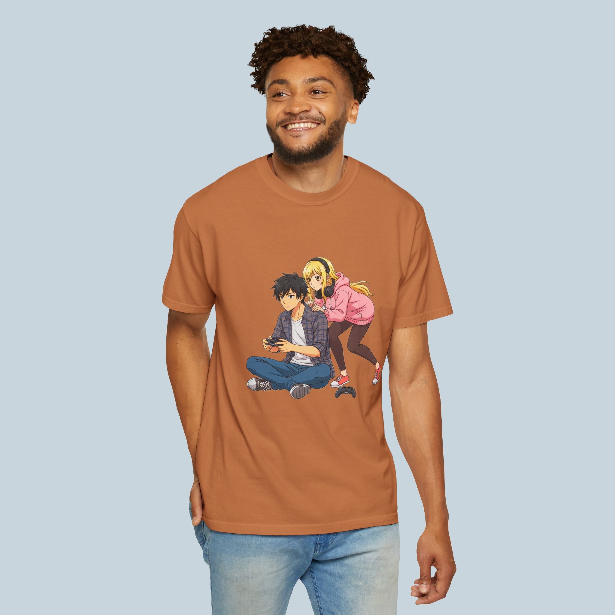 Anime Gamer Couple T-Shirt — Cute Gaming Boyfriend & Girlfriend Design