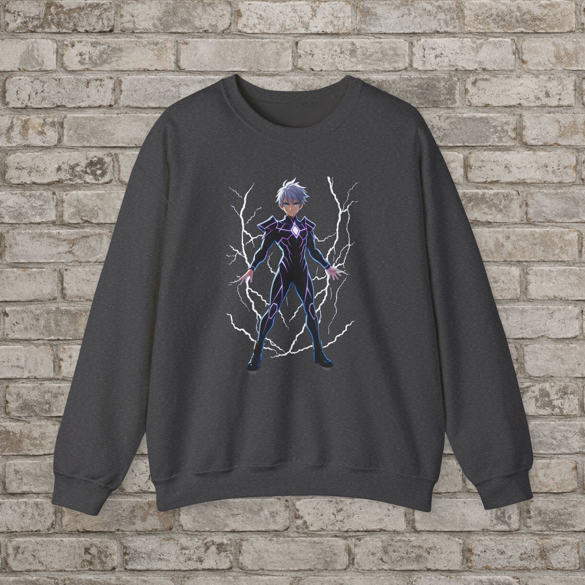 Electric Shadow: Anime Superhero Sweatshirt