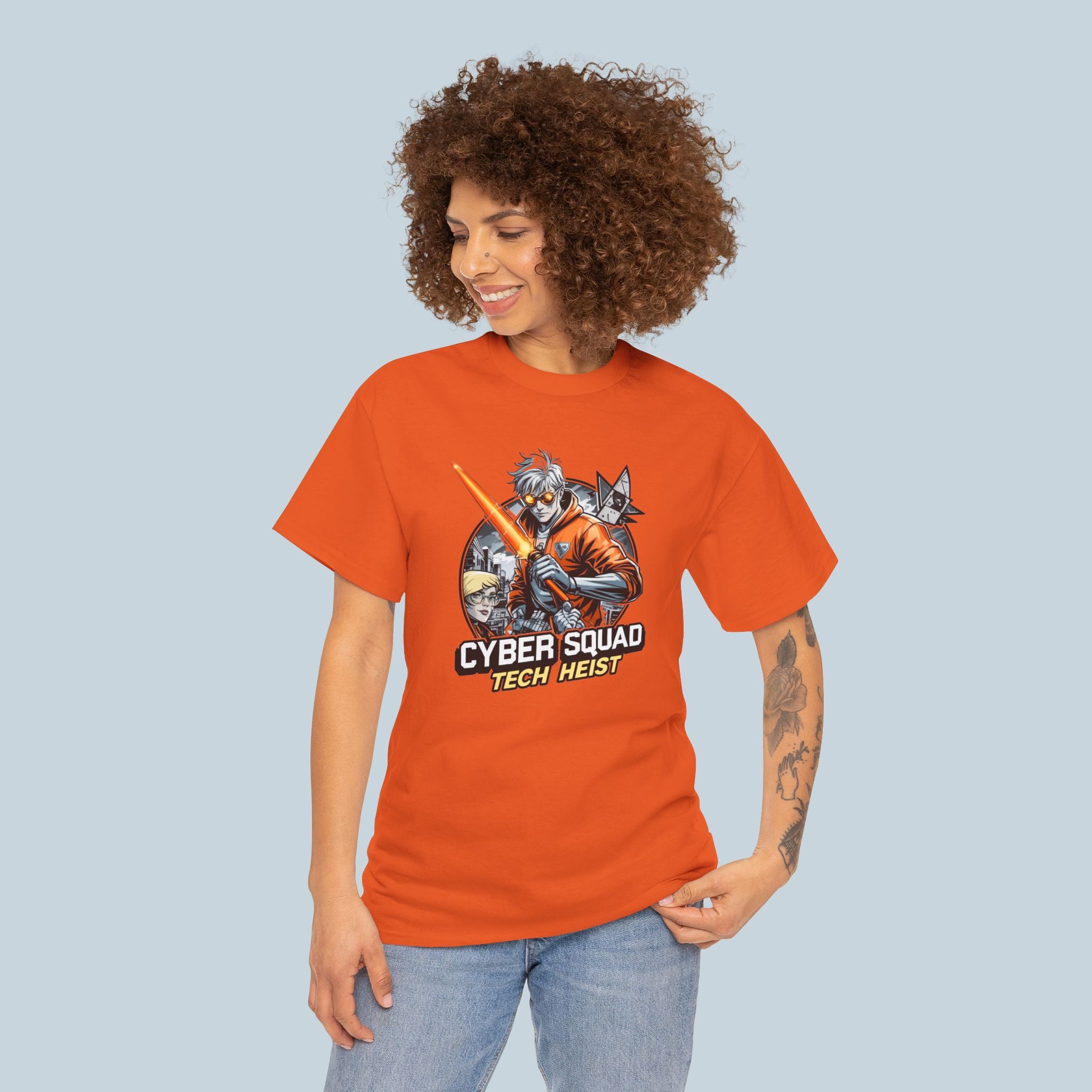 Cyber Squad Anime T Shirt Tech Heist Futuristic Sci Fi Streetwear Tee
