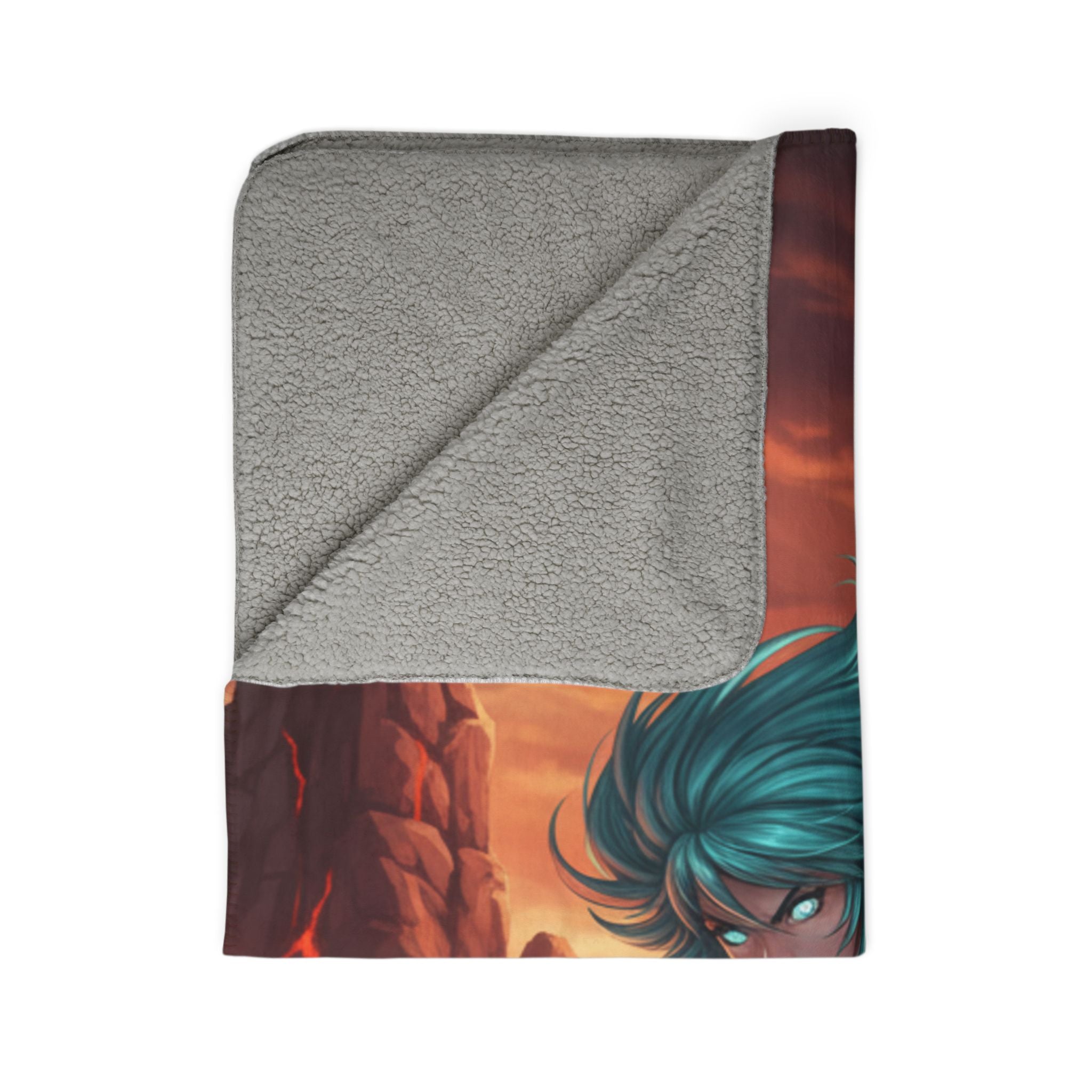 Anime Sci-Fi Vera flux Sherpa Blanket Futuristic Energy Warrior Lava and Ice Fantasy Anime Throw Blanket