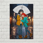 Anime Girls Rainy Day Poster
