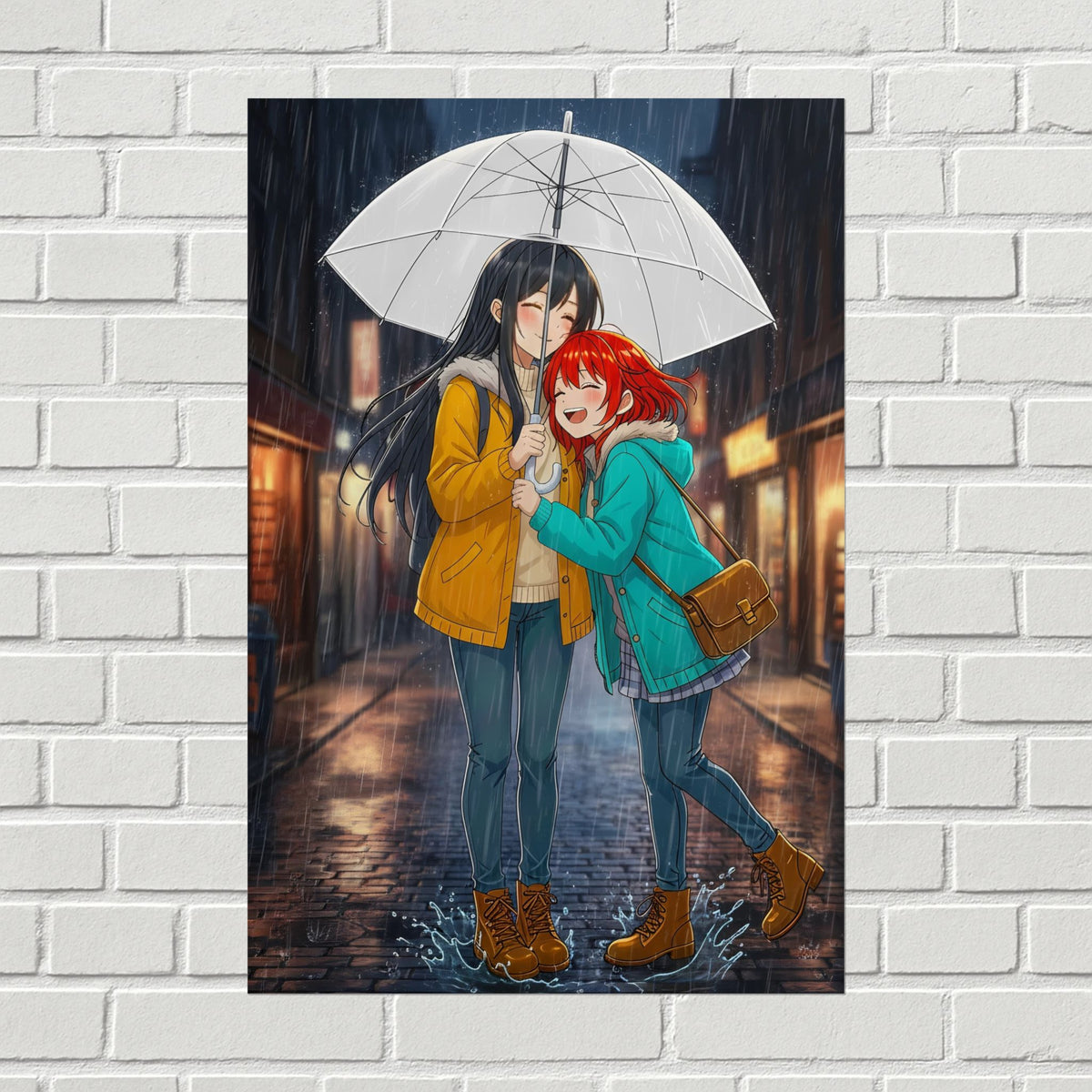 Anime Girls Rainy Day Poster