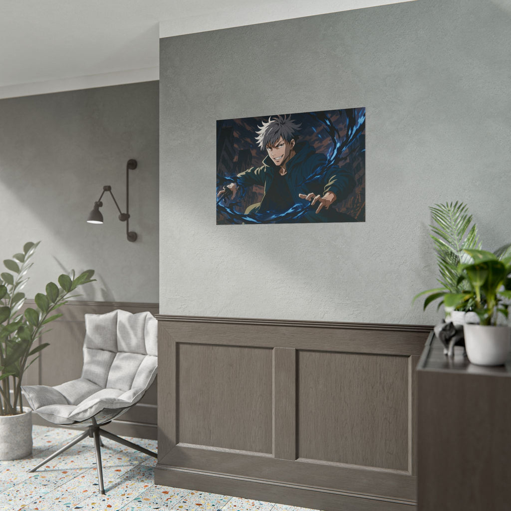 Anime Villain Poster Dark Energy Fighter Wall Art Powerful Shonen Character Print Action Manga Artwork for Otaku Room Decor