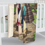 Anime Character Group Sherpa Blanket Cozy Colorful Park Scene Soft Fleece Throw for Anime Fans