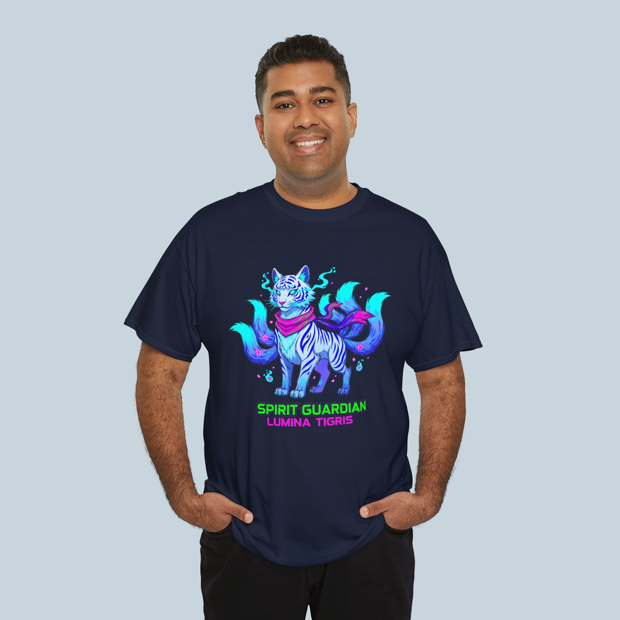 Spirit Guardian Tiger Anime Shirt Neon Fantasy Guardian Animal Tee
