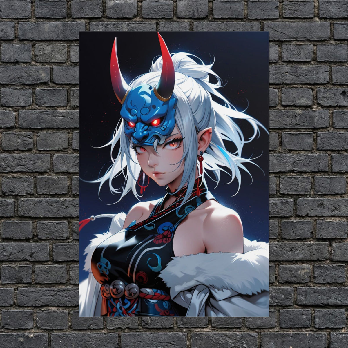 Blue Oni Mask Queen Poster