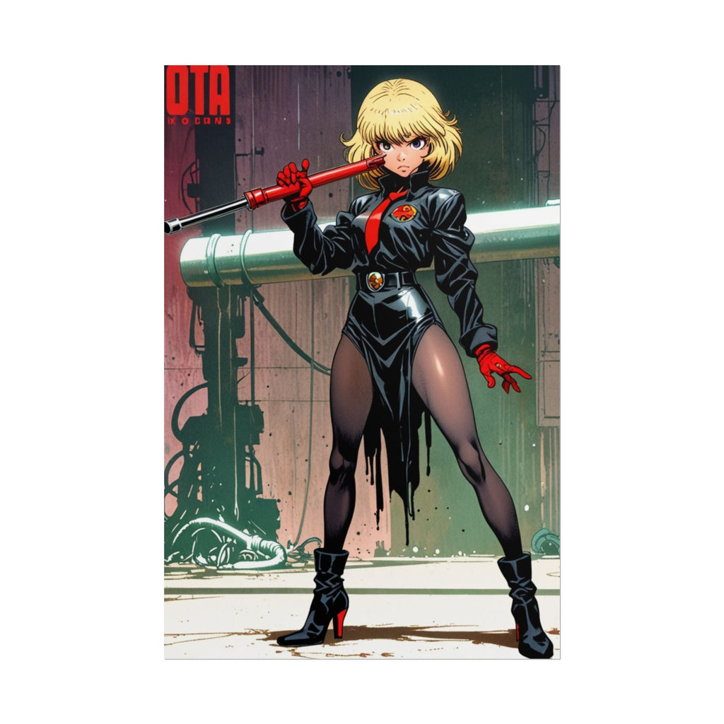 Retro Anime Femme Fatale Poster, Cyberpunk Assassin Girl Wall Art, Grindhouse Sci Fi Pin Up Print, Dark Aesthetic Anime Decor, Collector Poster
