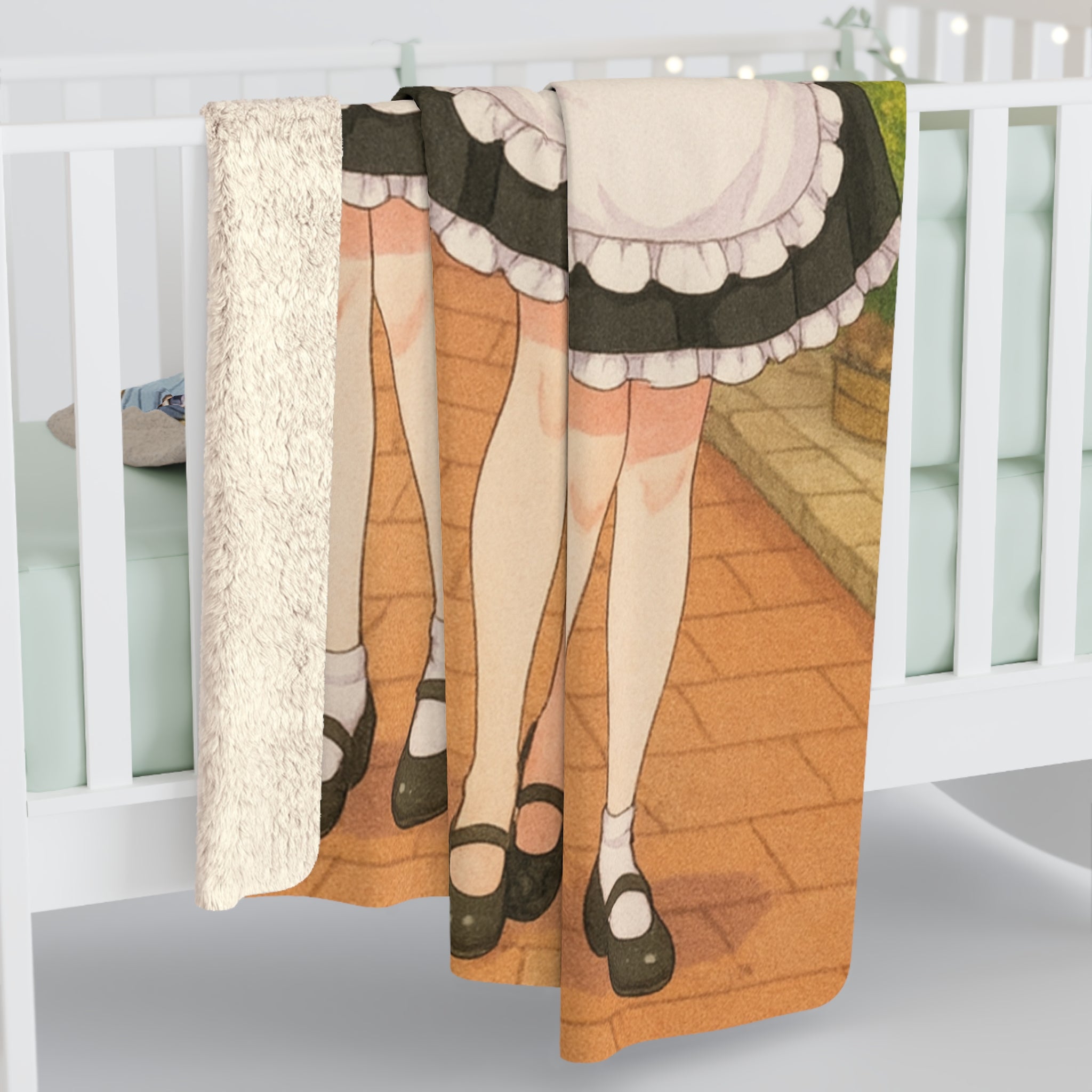 Anime Maid Café Sherpa Blanket Cute Trio Cozy Fleece Throw Japanese Waitress Girls Gift for Otaku and Collectors