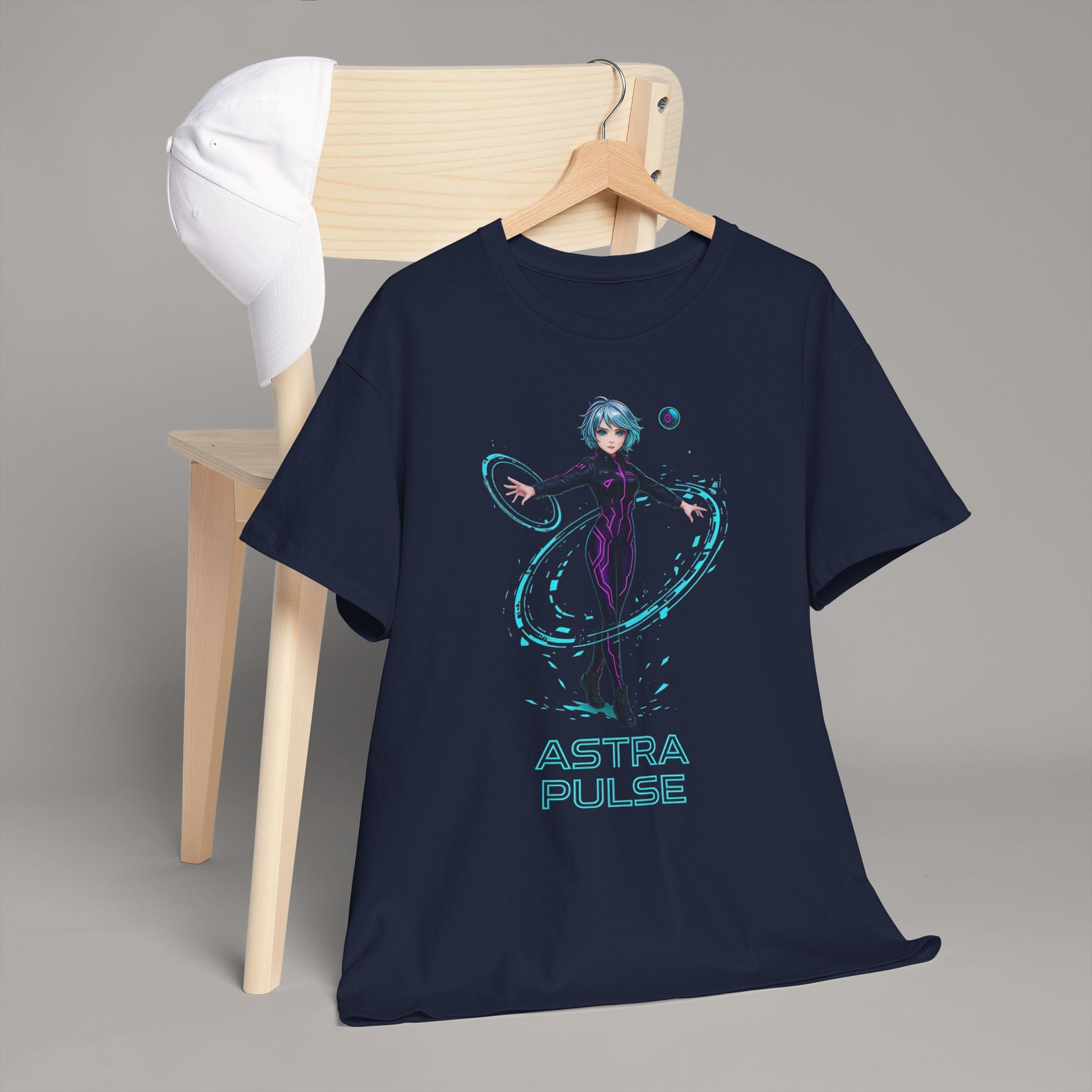 Astra Pulse T-Shirt Anime Sci-Fi Girl Space Warrior Tee Futuristic Cyber Hero Gift for Anime Fans