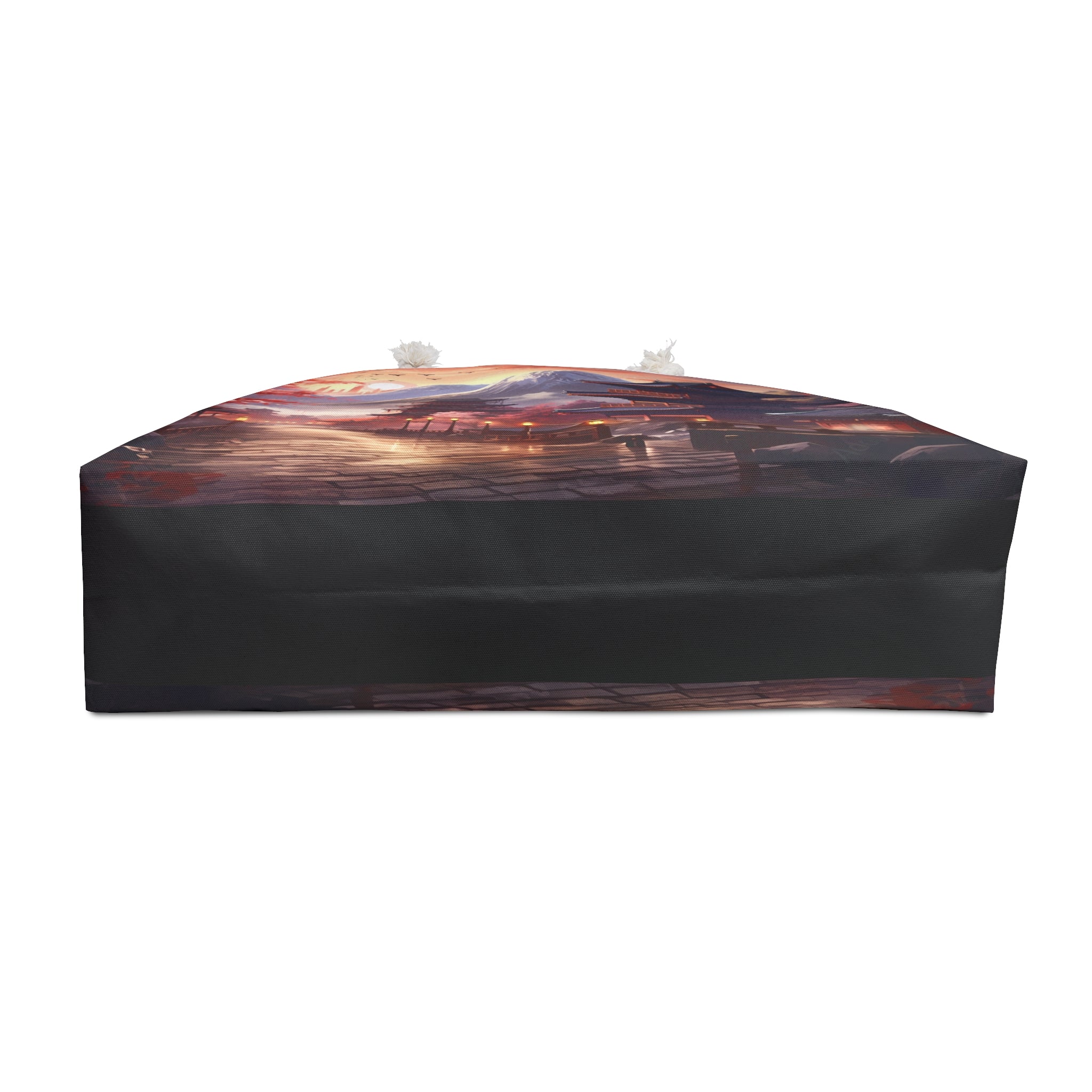 Japanese Temple Sunset Weekender Tote Bag – Mountain Sakura Travel Bag for Anime Fans