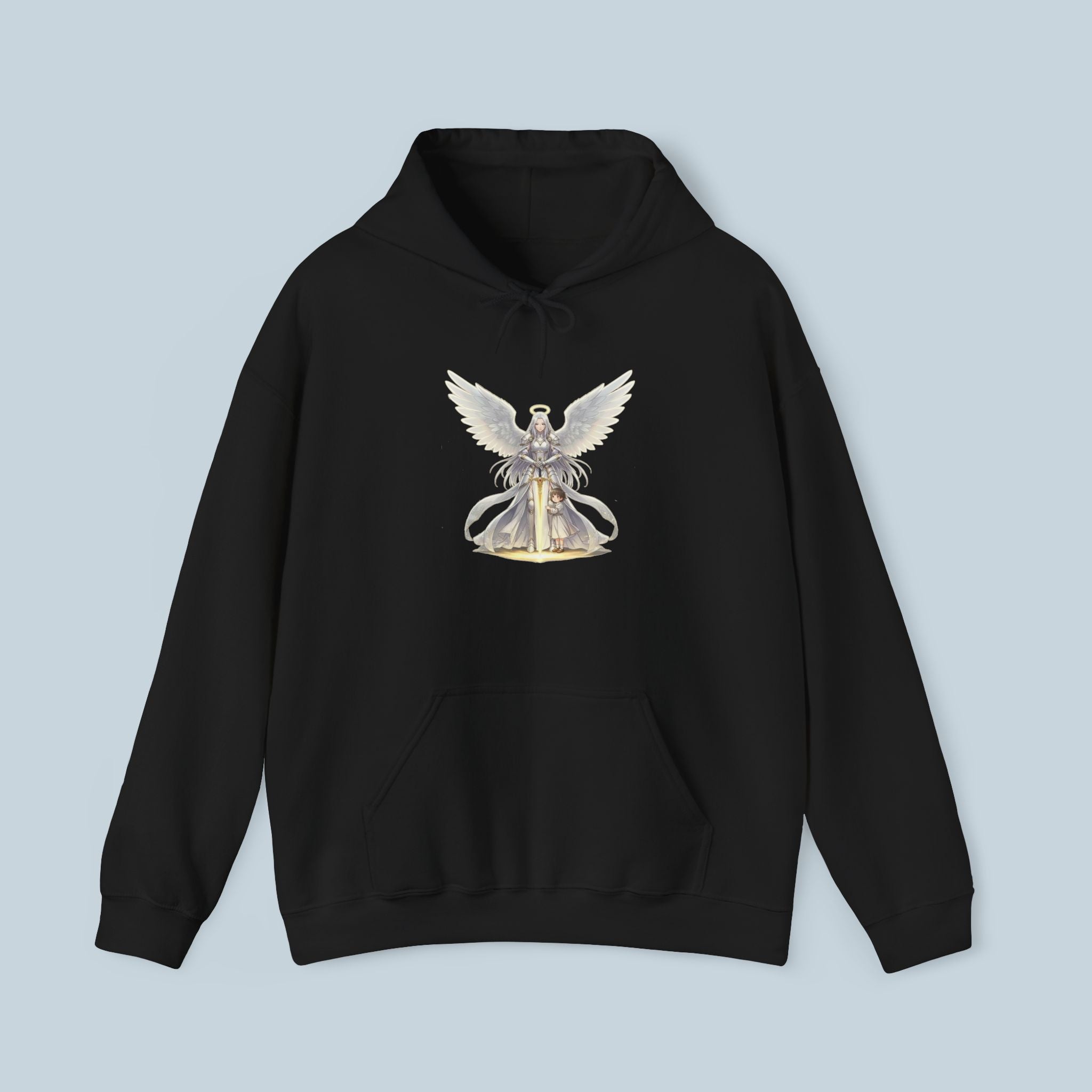 Angelic Anime Hoodie Neon Glow Streetwear Techwear Aesthetic for Fans of Celestial Fantasy