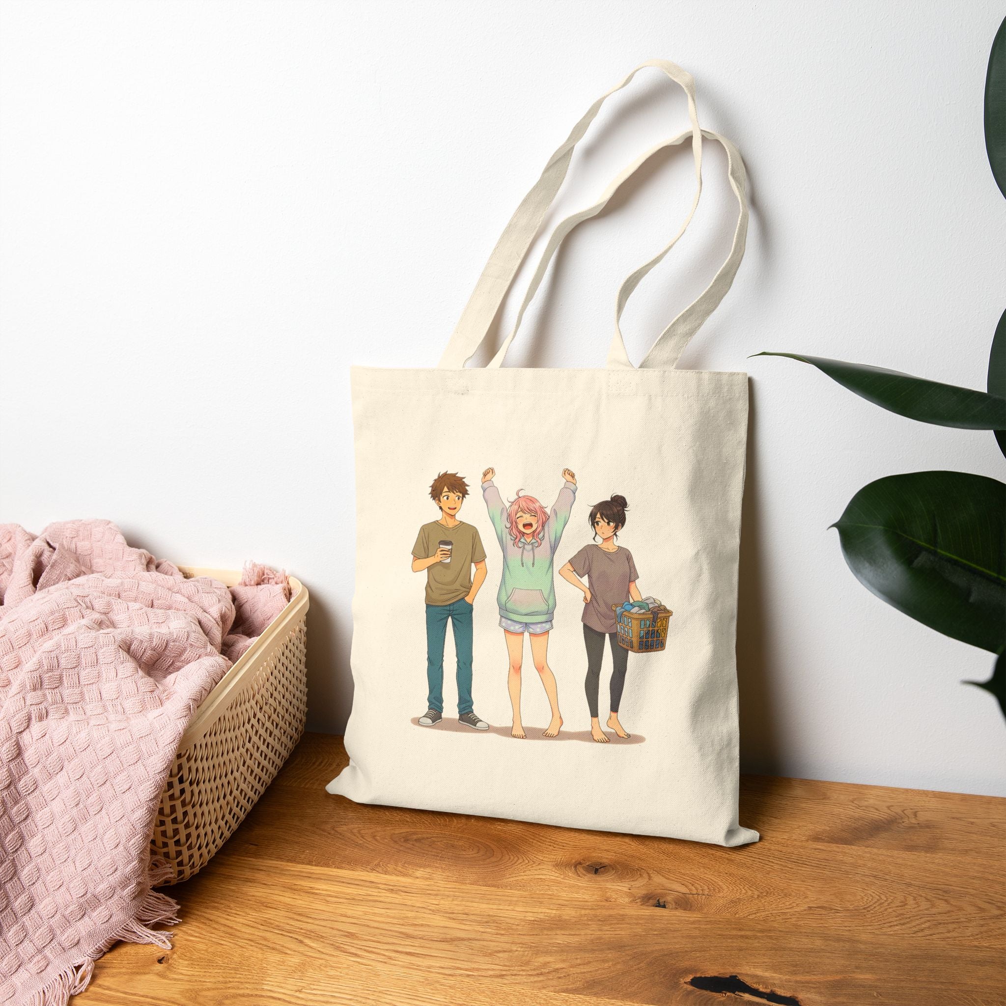 Anime Tote Bag Cute Slice of Life Design Gift for Anime Fans and Girls