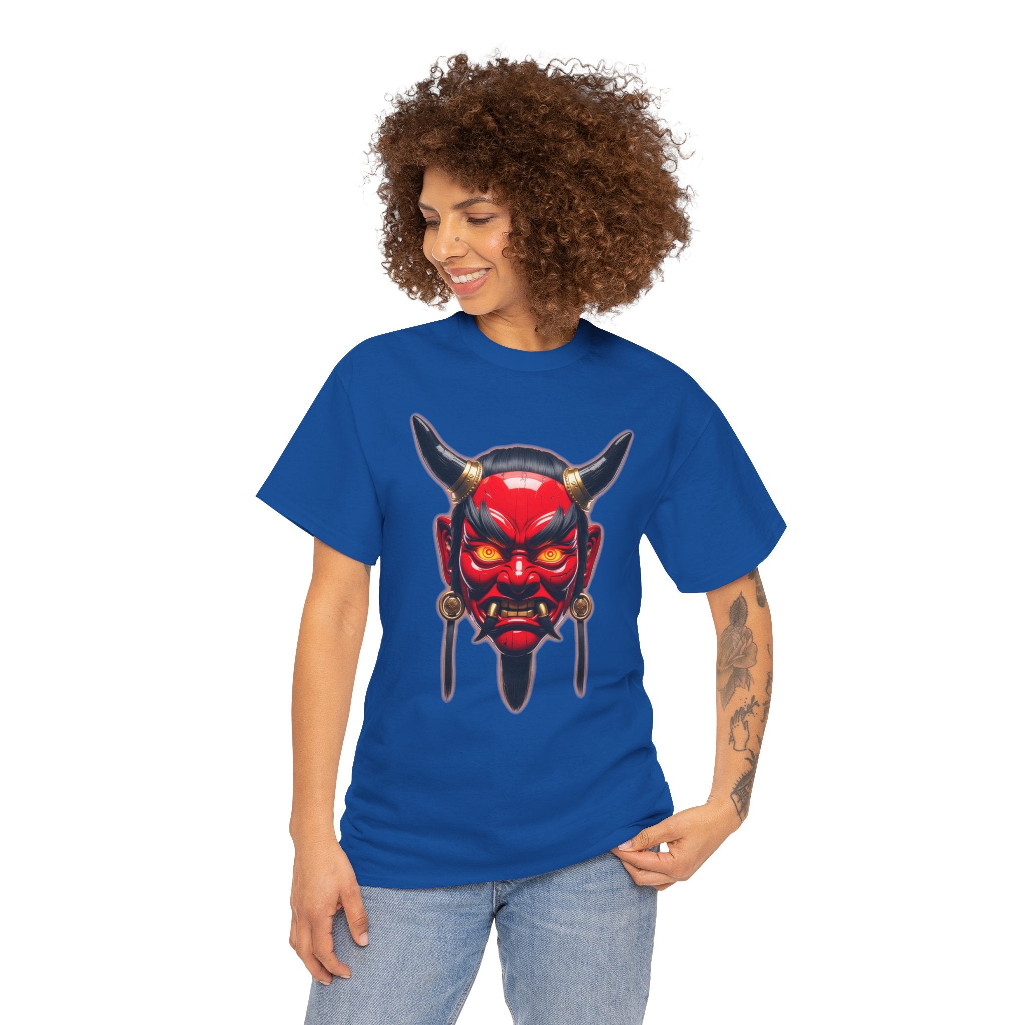 Oni Mask Anime T Shirt Japanese Demon Streetwear Graphic Tee Dark Aesthetic Samurai Horror Shirt Gift for Anime FansGift for Anime Fans