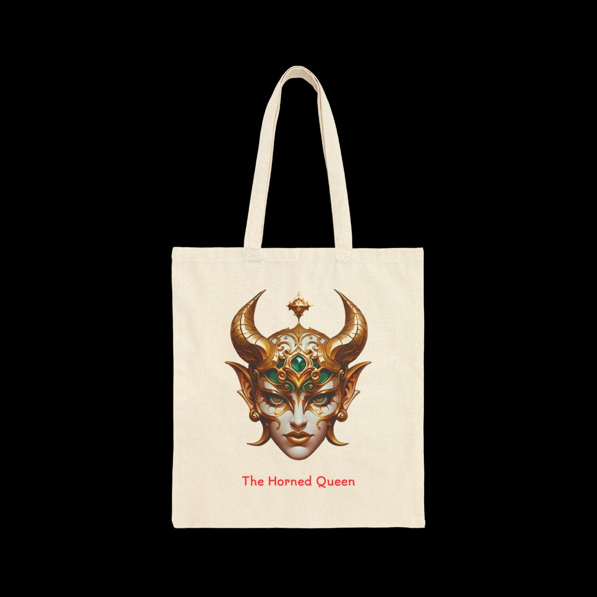 The Horned Queen Anime Tote Bag – Gothic Fantasy Mask Design – Collector’s Edition Tote for Cosplay, Fans & Artists