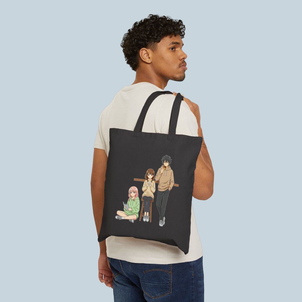 Anime Tote Bag Hoodie Friends Design Cozy Aesthetic Otaku Gift for Anime Lovers and Gamers