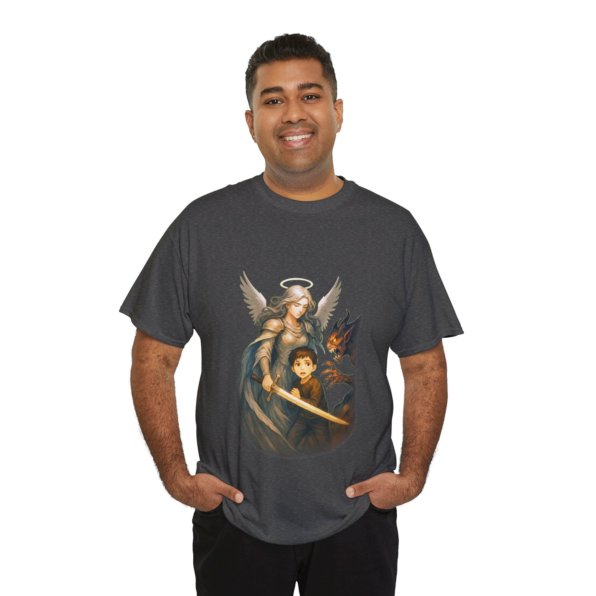 Guardian Angel Tee — Protective Angel Watching Over Child Graphic T-Shirt