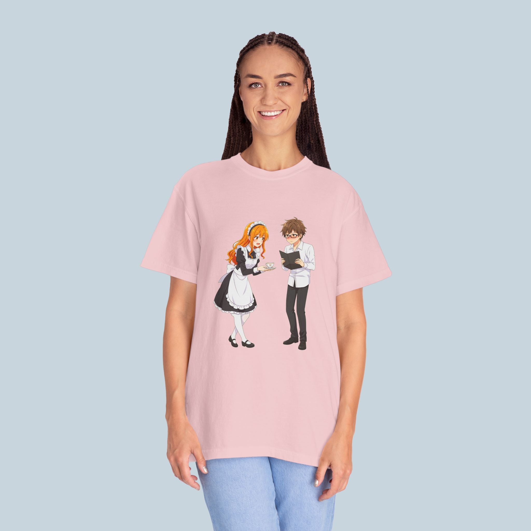 Anime Maid Cafe T-Shirt Cute Waitress and Barista Tee for Otaku Fans
