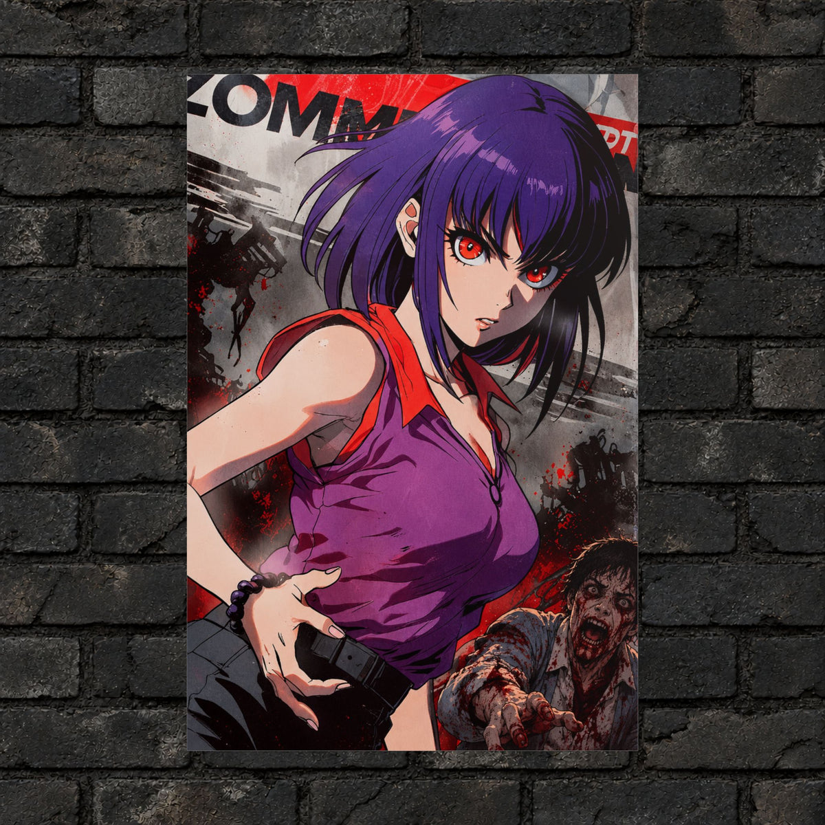 Purple-Haired Zomba Hunter Poster