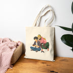 Anime Couple Tote Bag — Cute Gamer Girl & Boy Cotton Canvas Shopper