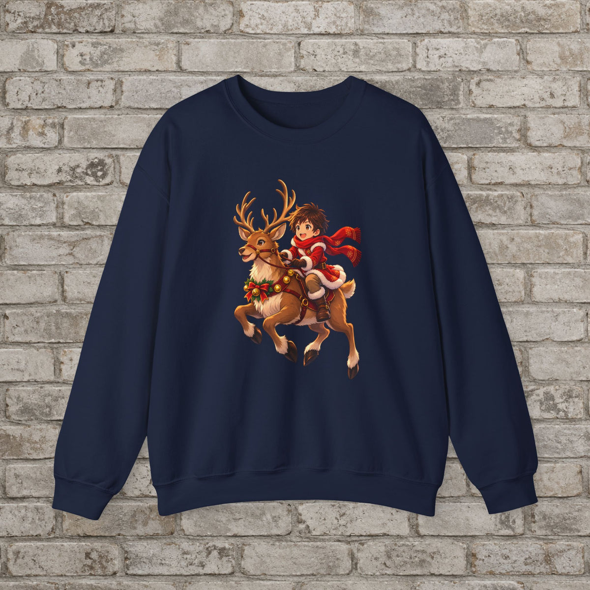 Christmas Reindeer Ride Anime Sweatshirt