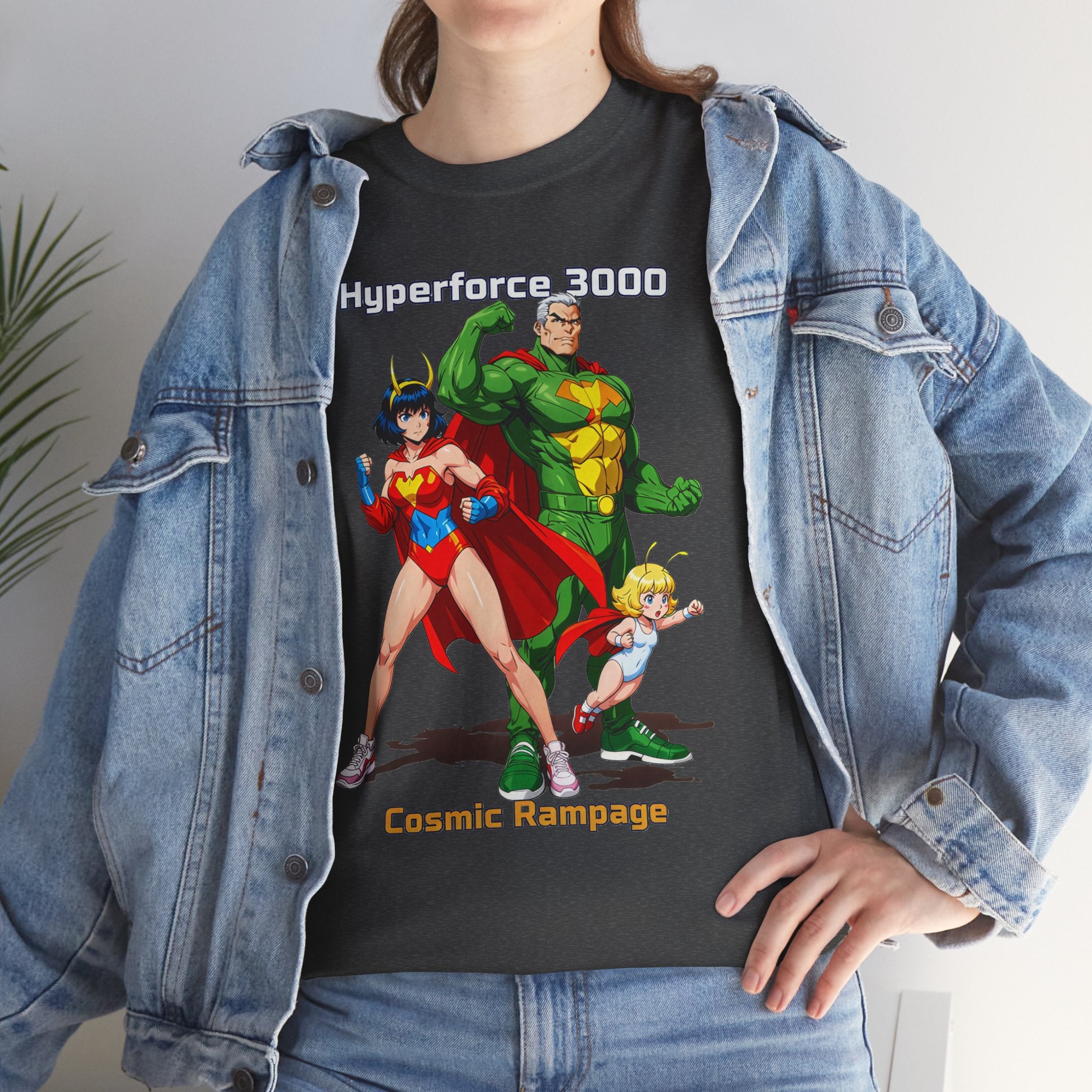 Hyperforce 3000 T-Shirt – Retro Anime Comic Style Superhero Tee – Cosmic Rampage Edition