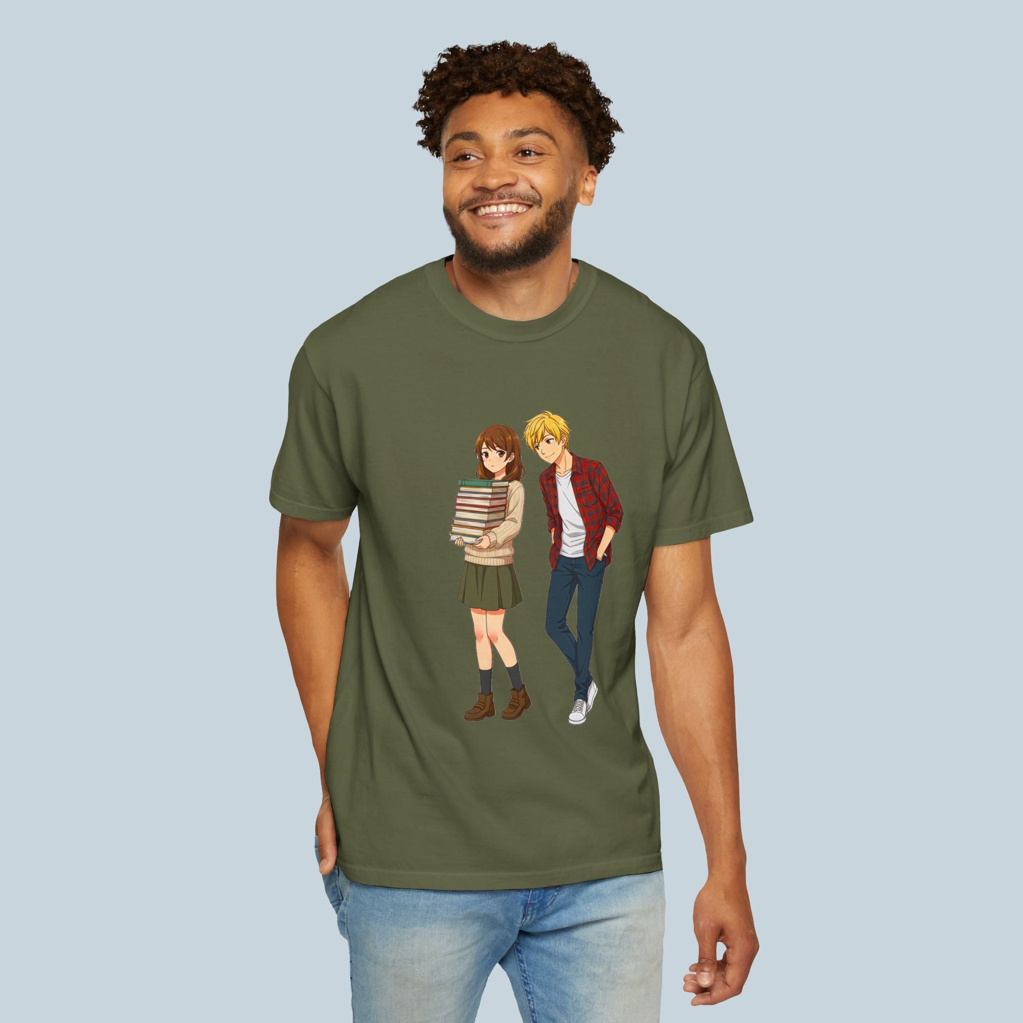 Anime School Couple T-Shirt Comfort Colors Soft Vintage Style Tee for Anime Fans and Manga Lovers