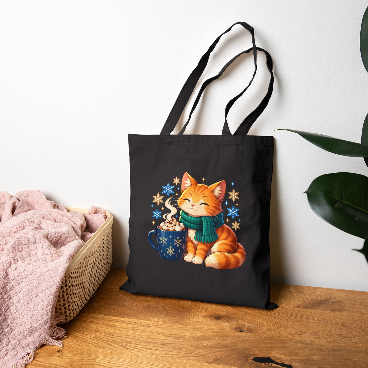 Cozy Cat Cocoa Tote Bag
