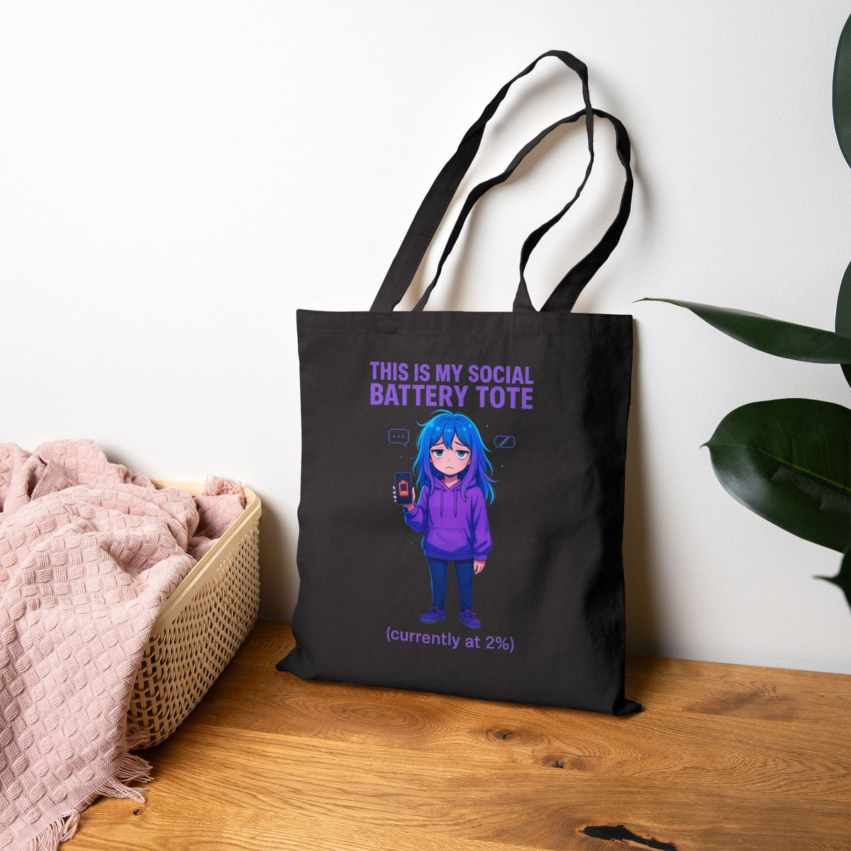 Social Battery Anime Tote Bag