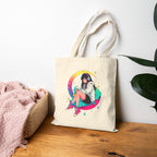 Anime Girl Moon Tote Bag Cute Aesthetic Anime Tote Cozy Pastel Art Reusable Shopping Bag