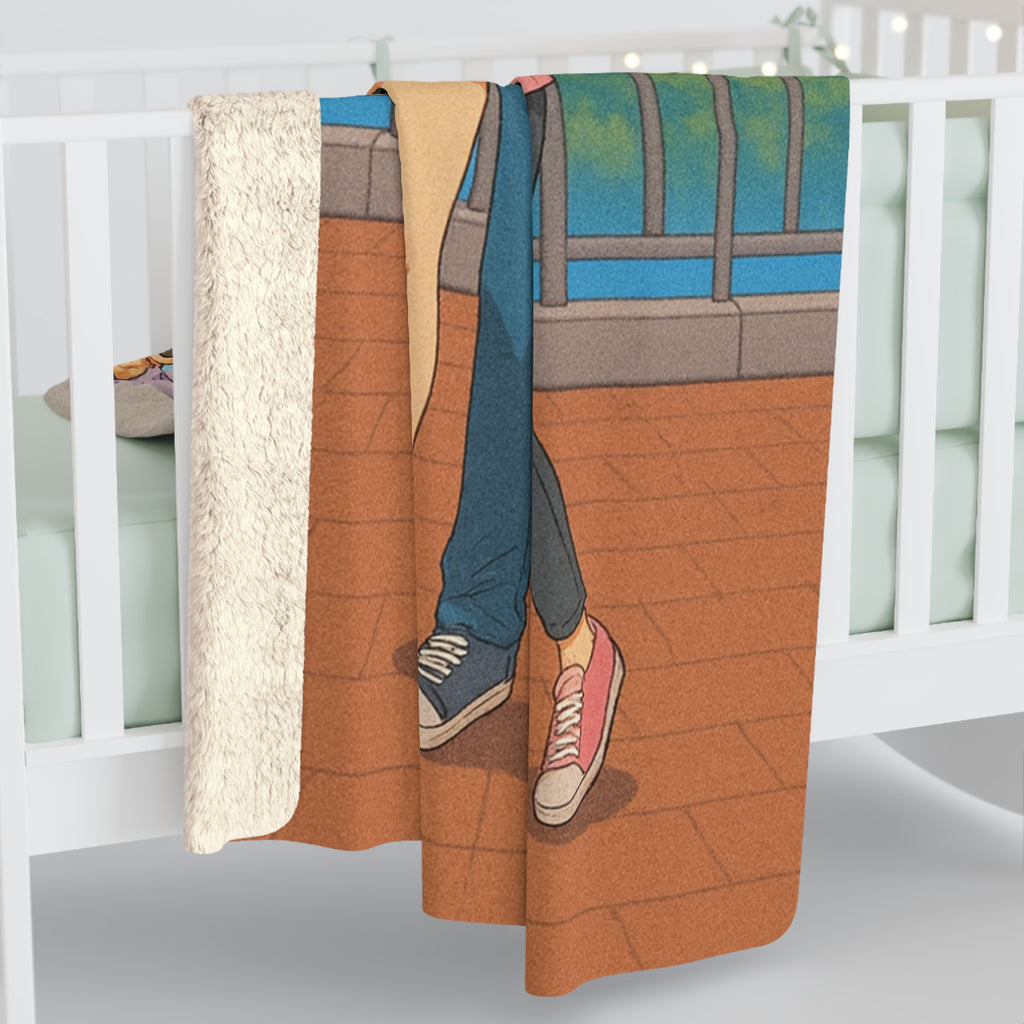 Anime Sherpa Blanket Cozy City Selfie Friends Pastel Hoodie Art