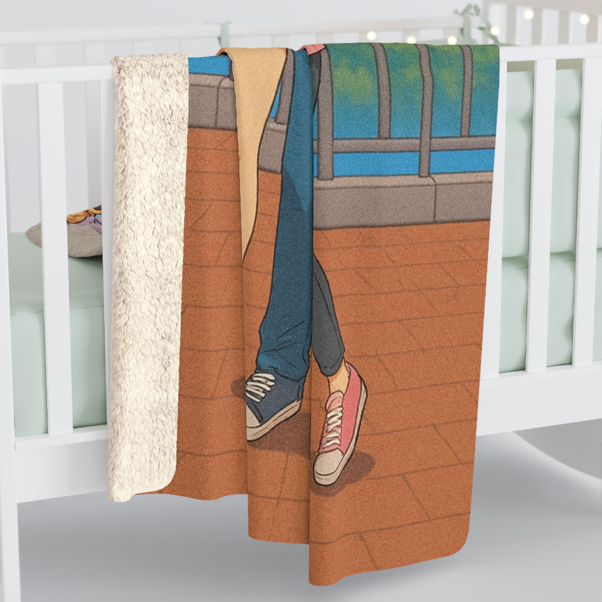 Anime Sherpa Blanket Cozy City Selfie Friends Pastel Hoodie Art