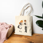 Anime Maid Cafe Tote Bag Cute Waitress and Barista Canvas Bag for Otaku Fans