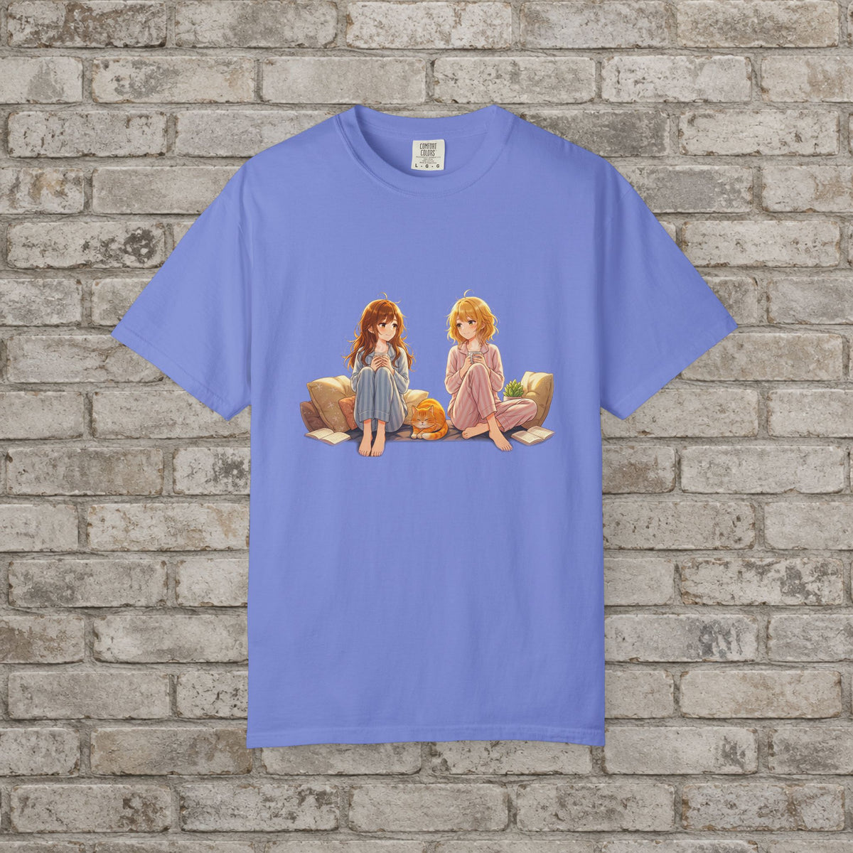 Cozy Anime Girls & Cat T-Shirt