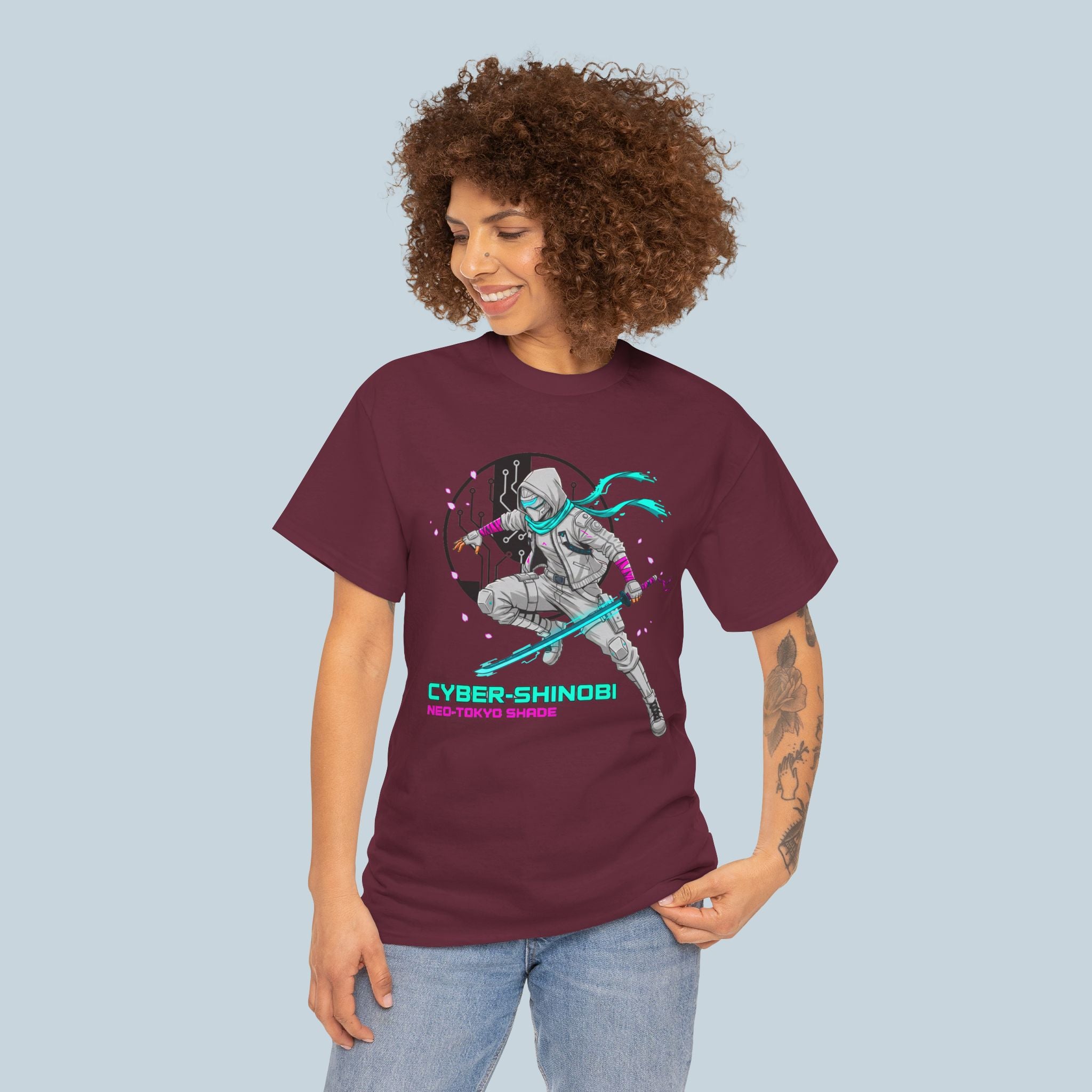 Cyber Shinobi Anime T Shirt Neo Tokyo Ninja Cyberpunk Graphic Tee