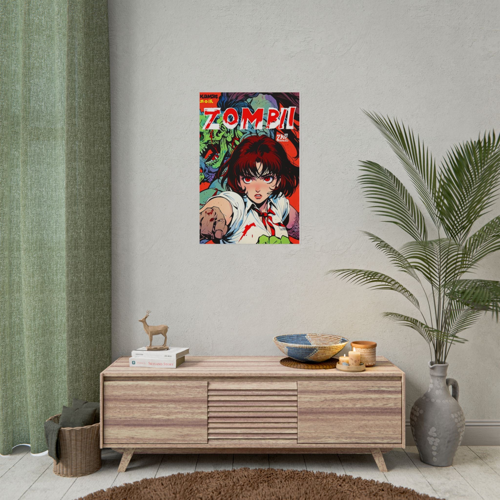Rika Minazuki ZOMBA SQUAD Poster - Zombie Apocalypse Anime Wall Art, Horror Manga Comic Cover Print, Grindhouse Survivor Girl Decor, Gamer Room Poster