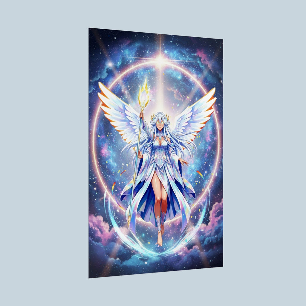 Lyria Solara Celestial Angel | Fantasy Glow Print Poster Gift for Anime Fans and Collectors