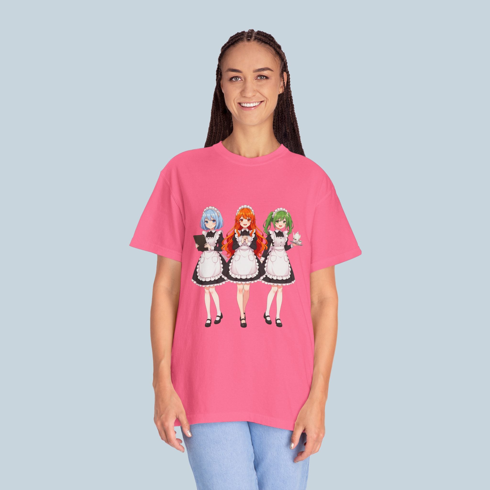 Anime Maid Girl T-Shirt — Funny Crimefighter Japanese Waitress Tee for Otaku & Anime Fans