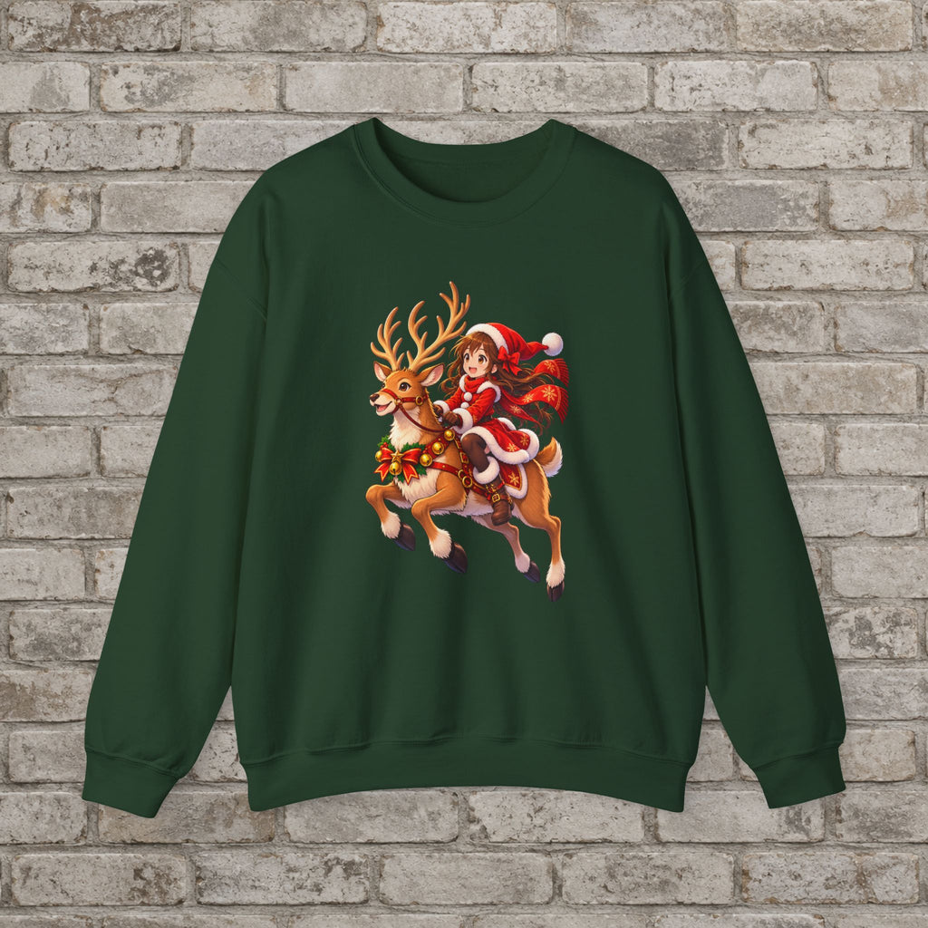 Christmas Reindeer Ride Anime Sweatshirt
