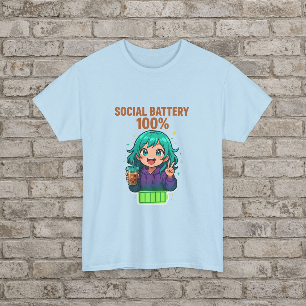 Social Battery 100% Anime T-Shirt