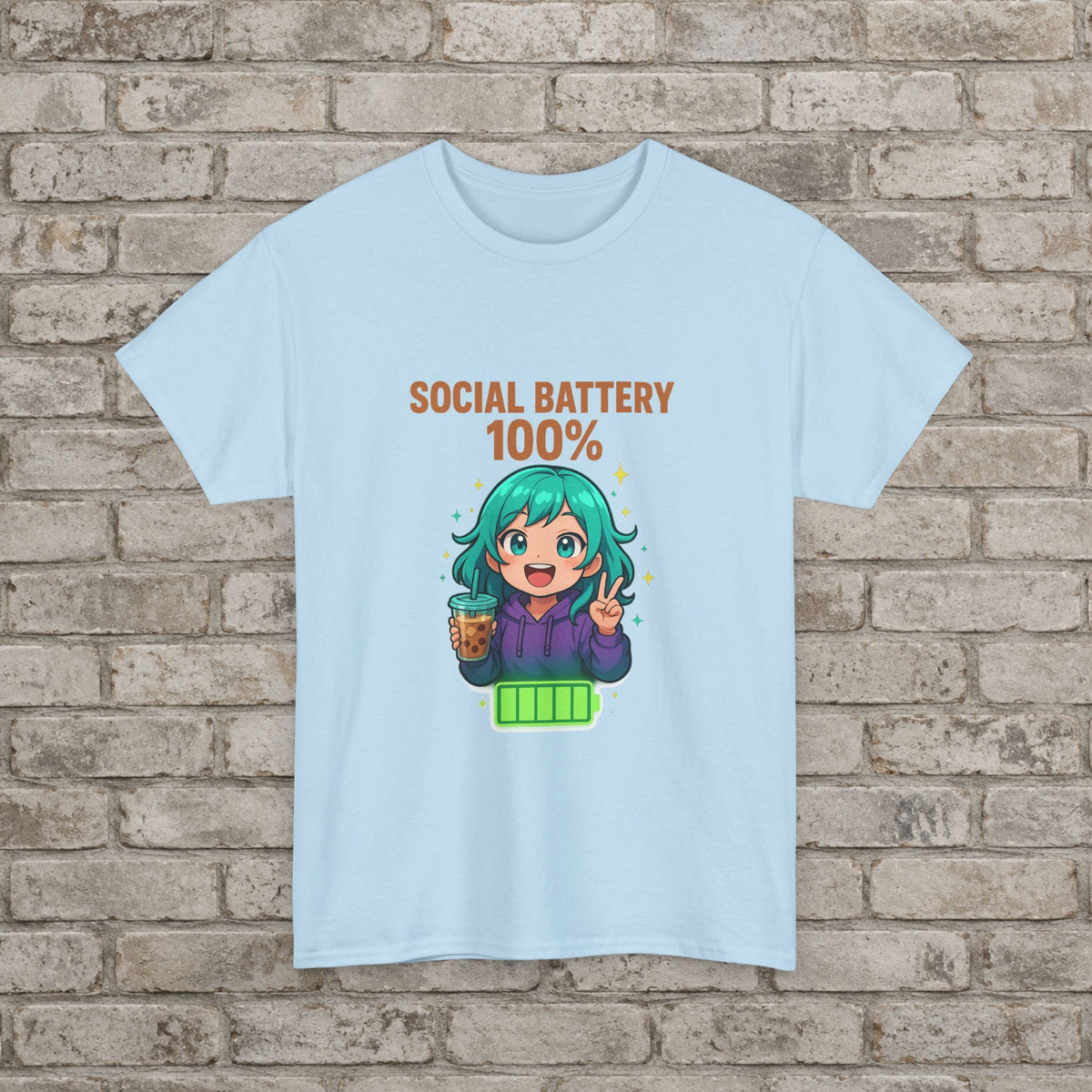 Social Battery 100% Anime T-Shirt