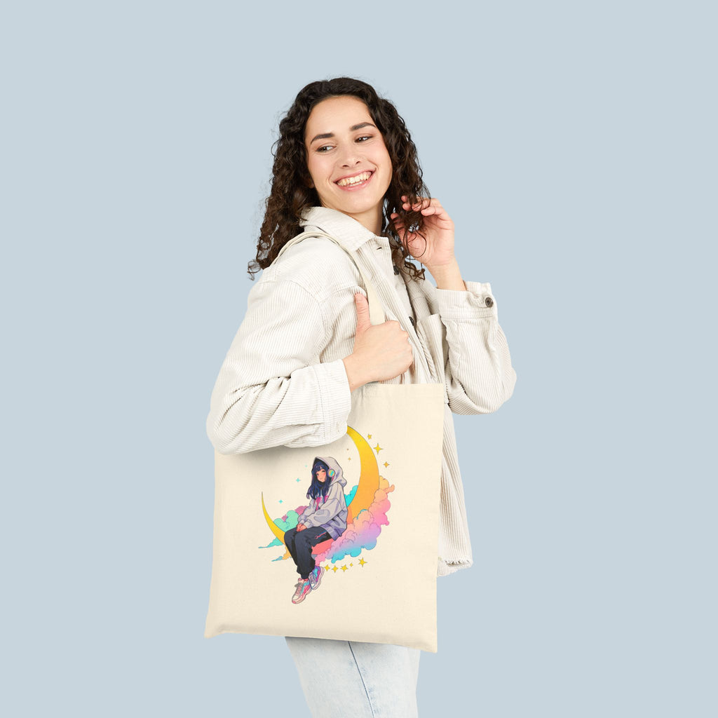 Star Gazer Anime Tote Bag Cosmic Dreamer Moon Aesthetic Reusable Bag