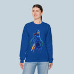 Blue Ninja Anime Sweatshirt Assassin Girl Glow Blade Japanese Streetwear Gift for Gamers and Anime Fans