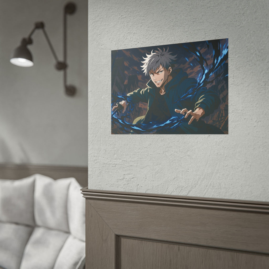 Anime Villain Poster Dark Energy Fighter Wall Art Powerful Shonen Character Print Action Manga Artwork for Otaku Room Decor