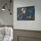 Anime Villain Poster Dark Energy Fighter Wall Art Powerful Shonen Character Print Action Manga Artwork for Otaku Room Decor
