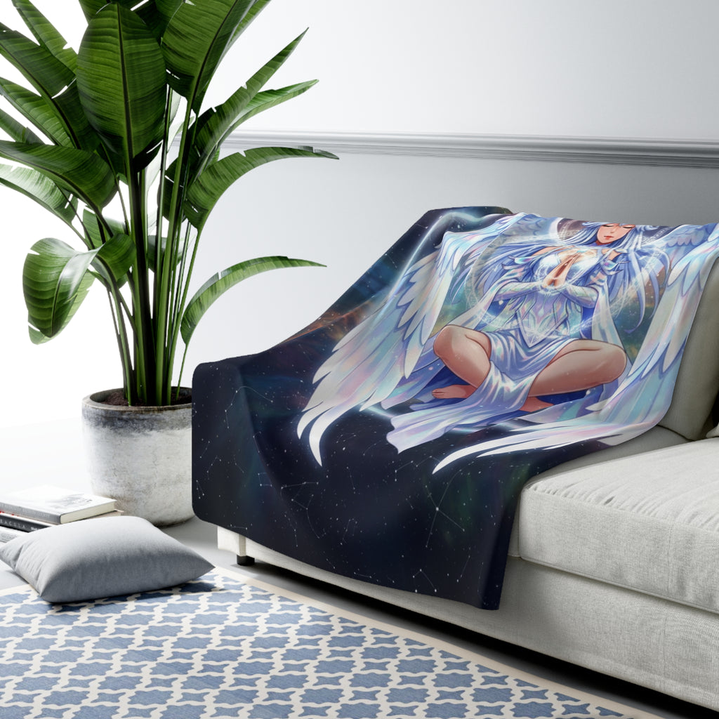 Lyria Solara Anime Sherpa Blanket Celestial Angel Soft Cozy Throw Fantasy Goddess Bedding Gift