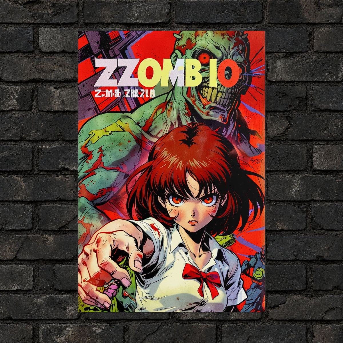 Zombie Retro Anime Horror Poster
