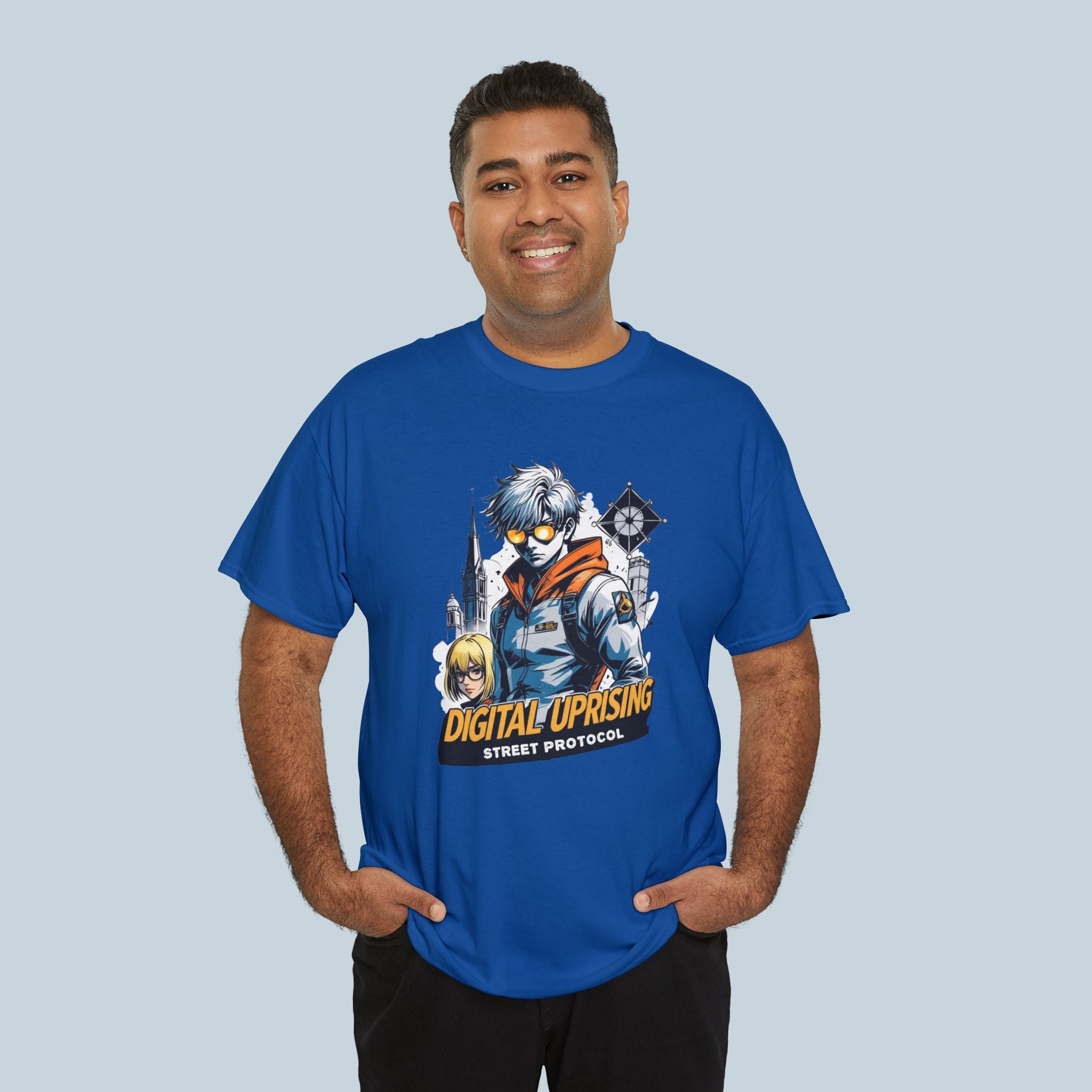 Digital Uprising Anime T Shirt Cyberpunk Streetwear Hacker Sci Fi Graphic Tee