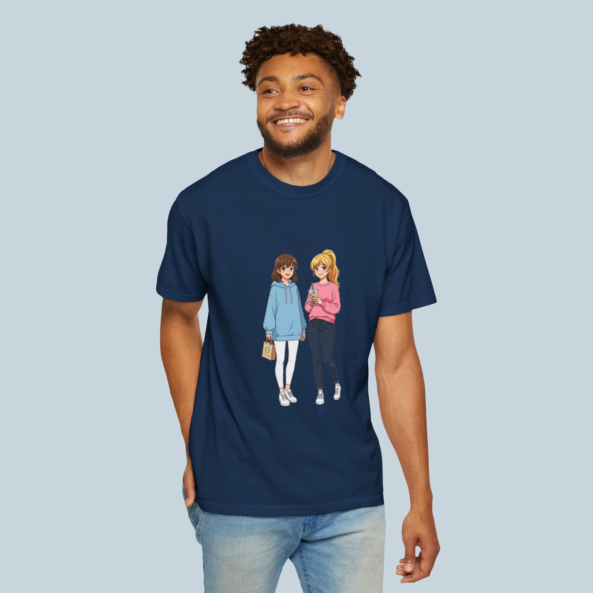 Anime Boba Girls Comfort Colors T-Shirt Cute Slice of Life Aesthetic Tee for Anime Fans and Cozy Vibes