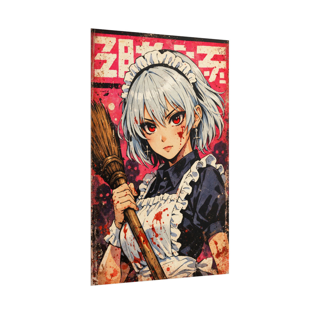 Shizu Sakamoto Poster – ZOMBA Squad Anime Wall Art, Retro Grindhouse Horror Print, Zombie Apocalypse Manga Style Decor